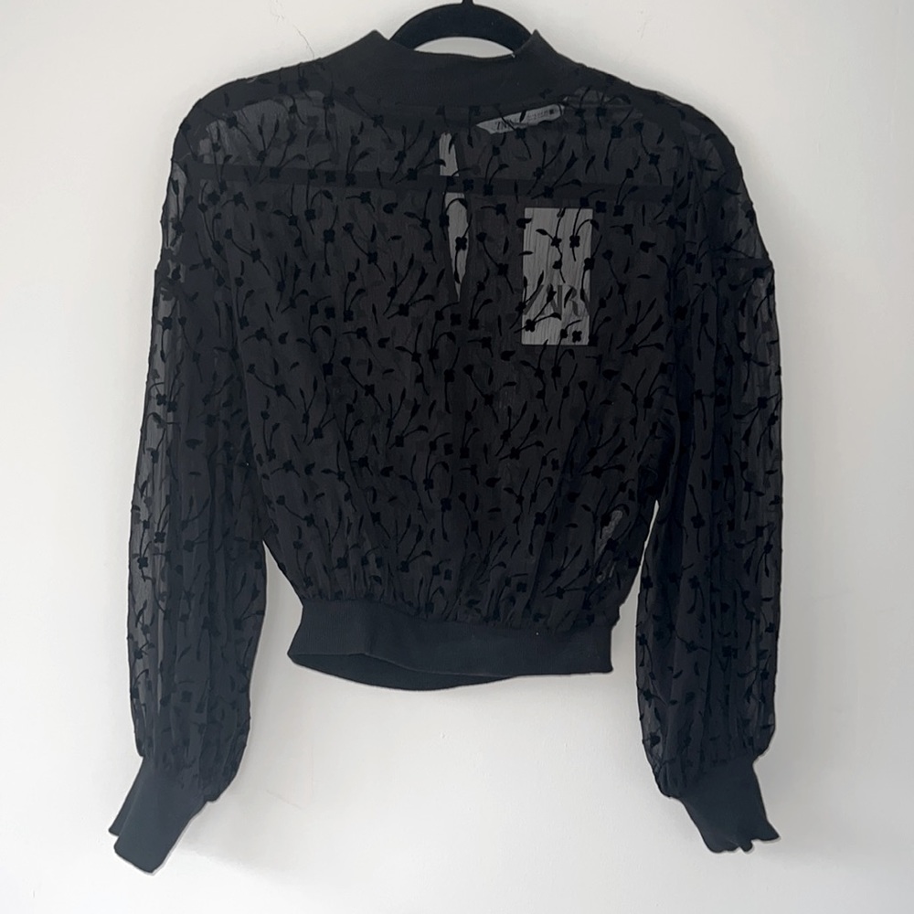 NWT Sheer Black Top XS